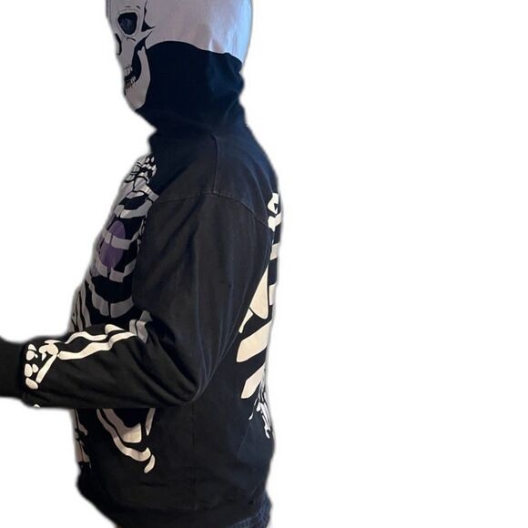 LRG Dead Serious Zip Up Skeleton Hoodie Size Men's XL Black & White Glow in Dark - Picture 6 of 13